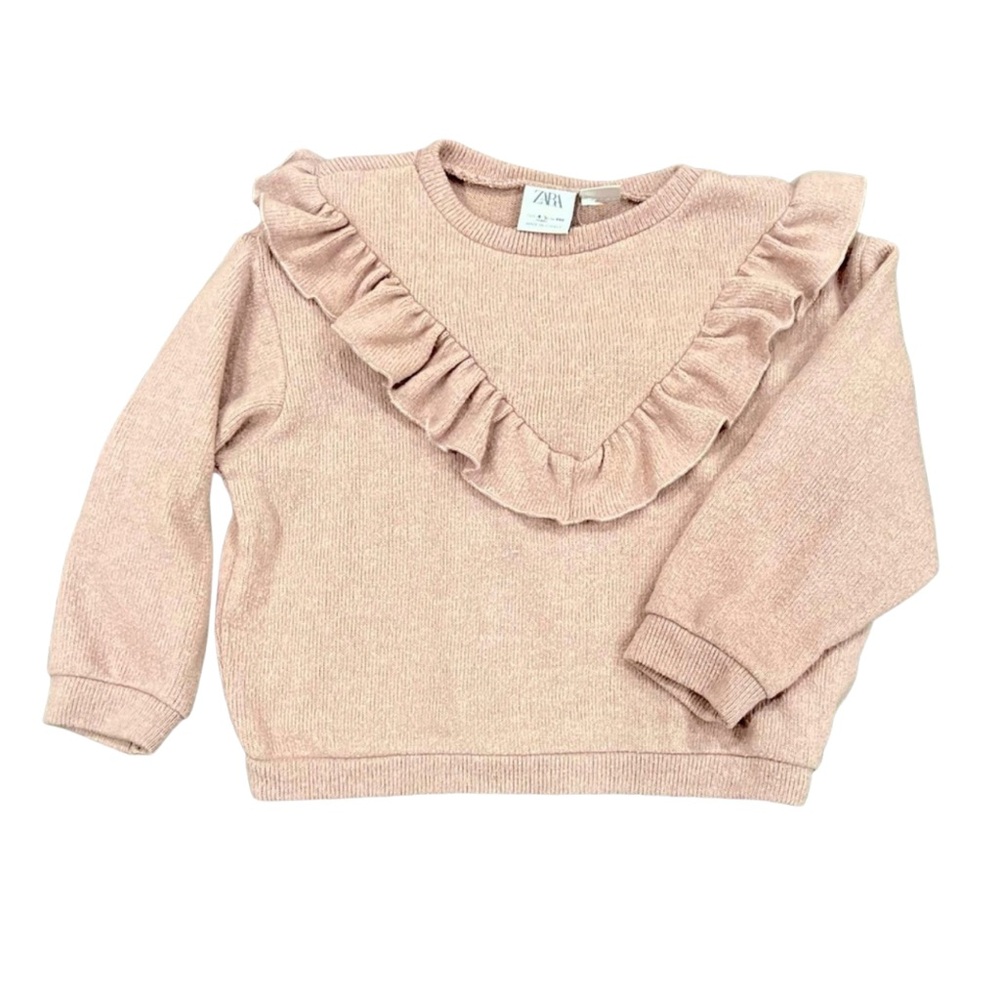 Zara girls ruffle sweater in light mauve size 4-5 years in excellent condition